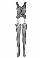 Vorschau: Floraler Netz-Bodystocking in schwarz Vorschau: Floraler Netz-Bodystocking in schwarz