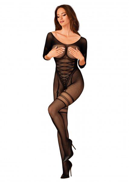 Bodystocking mit Strapsmuster