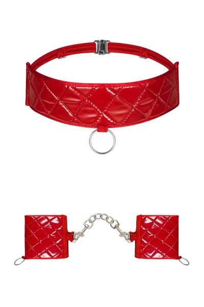 Handschellen und Halsband in rot
