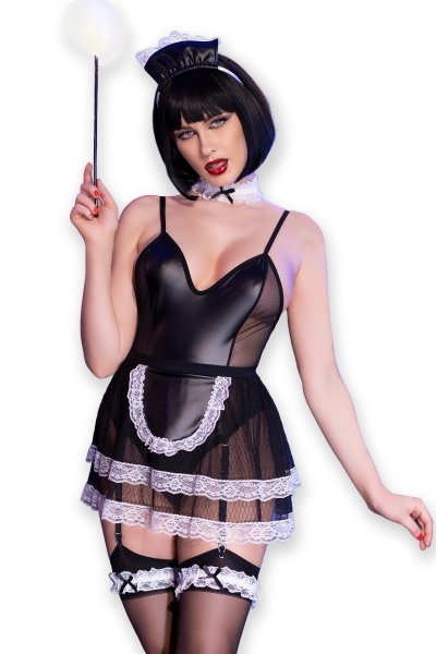 Ouvertbody im Hausmädchen-Stil mit Minirock