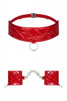 Handschellen und Halsband in rot