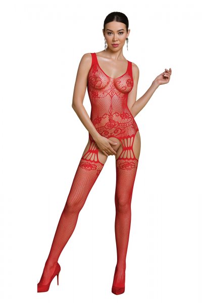 Roter Catsuit mit Blumenmuster